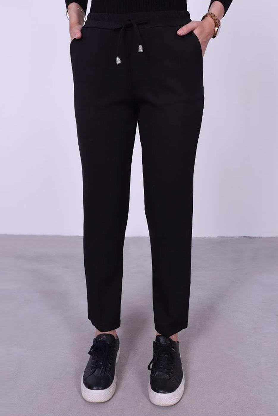 Vêtements hijab NOIR PANTALON DROIT À TAILLE ÉLASTIQUE T 10001