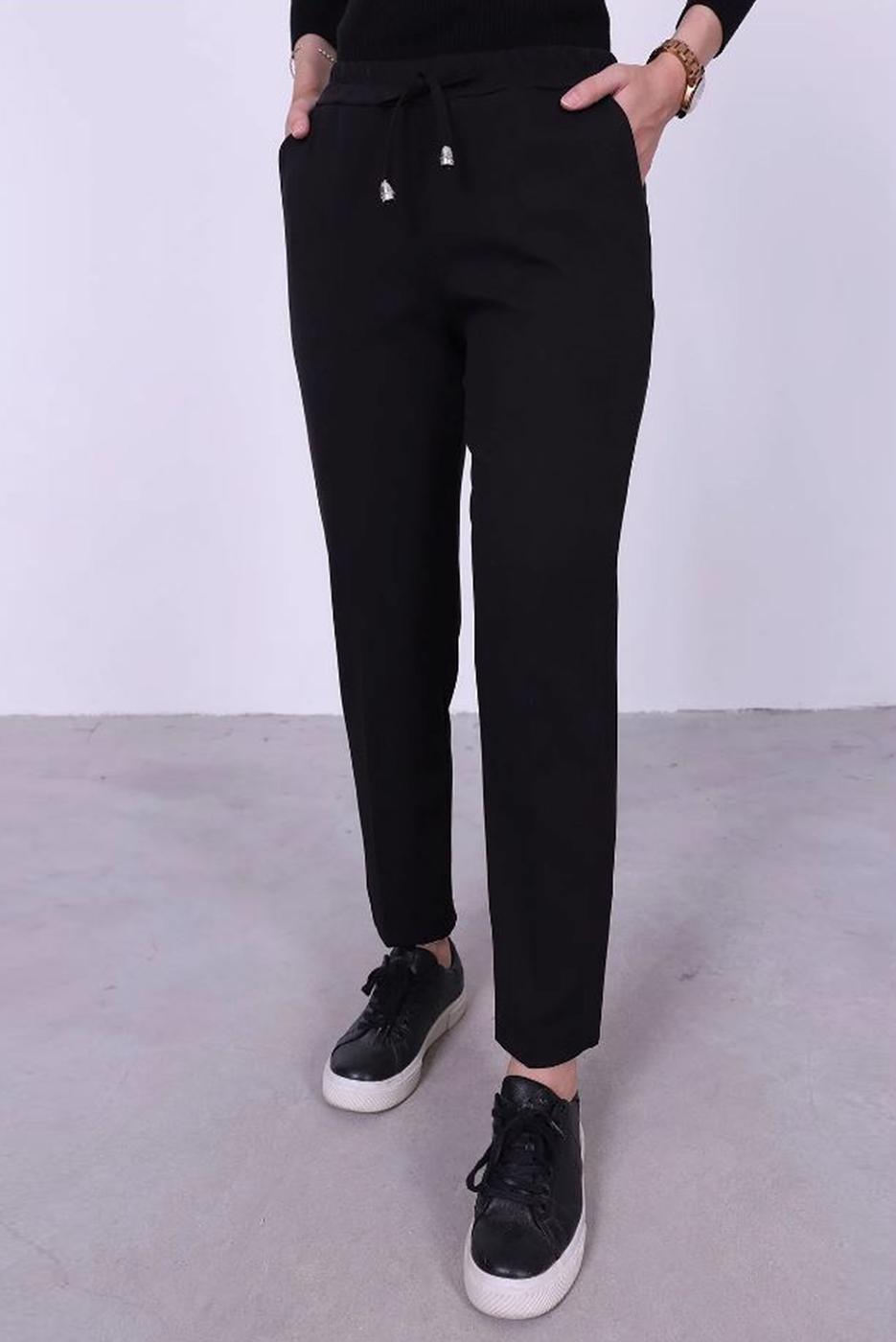 Vêtements hijab NOIR PANTALON DROIT À TAILLE ÉLASTIQUE T 10001