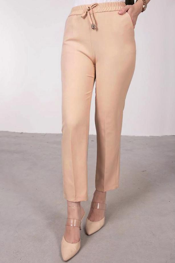 Tesettür giyim  BELİ LASTİKLİ DÜZ KESİM PANTOLON T 10001 - TRENDTESETTÜR
