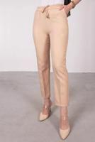 Tesettür giyim BEJ BELİ LASTİKLİ DÜZ KESİM PANTOLON T 10001
