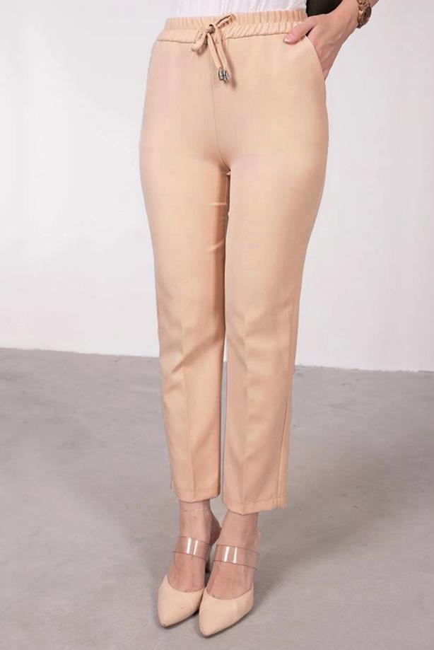 Tesettür giyim  BELİ LASTİKLİ DÜZ KESİM PANTOLON T 10001 - TRENDTESETTÜR