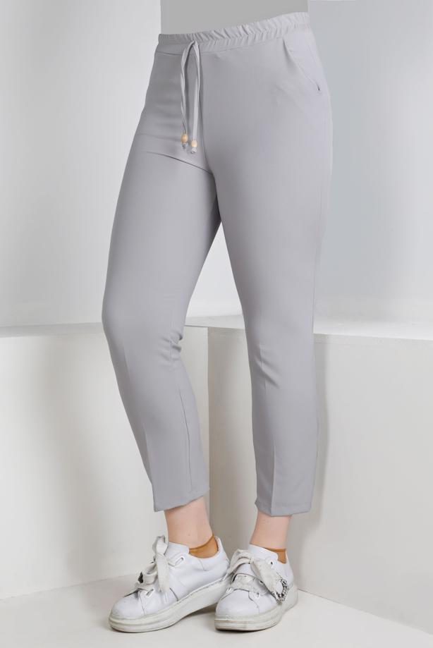 Tesettür giyim  BELİ LASTİKLİ DÜZ KESİM PANTOLON T 10001 - TRENDTESETTÜR