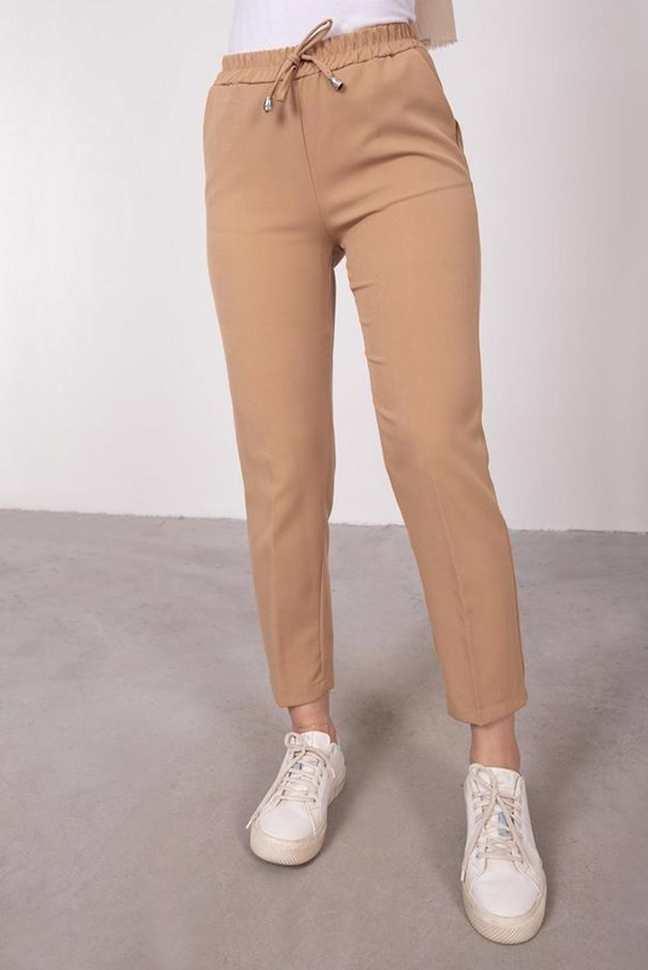 Vêtements hijab BRUN PANTALON DROIT À TAILLE ÉLASTIQUE T 10001