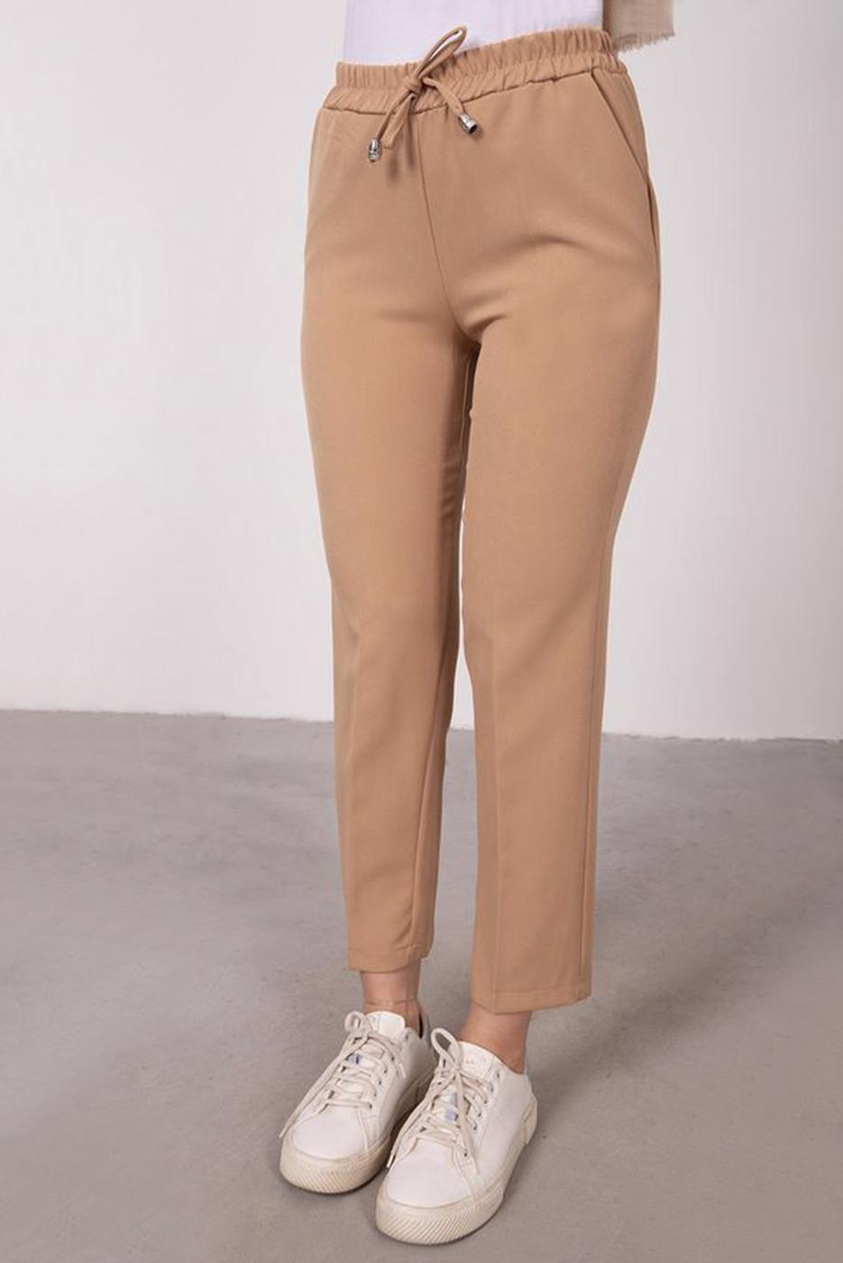 Vêtements hijab BRUN PANTALON DROIT À TAILLE ÉLASTIQUE T 10001