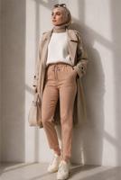 Vêtements hijab BRUN PANTALON DROIT À TAILLE ÉLASTIQUE T 10001