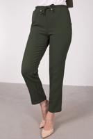 Tesettür giyim HAKİ BELİ LASTİKLİ DÜZ KESİM PANTOLON T 10001