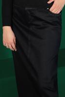 Tesettür giyim SİYAH DÜĞMELİ DENİM ETEK 6502 