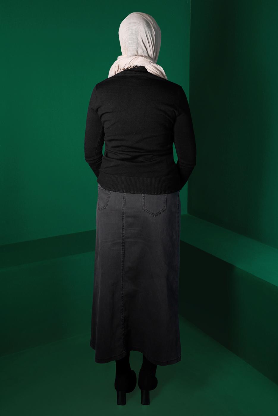 Vêtements hijab GRIS JUPE EN JEAN À BOUTONS 6502