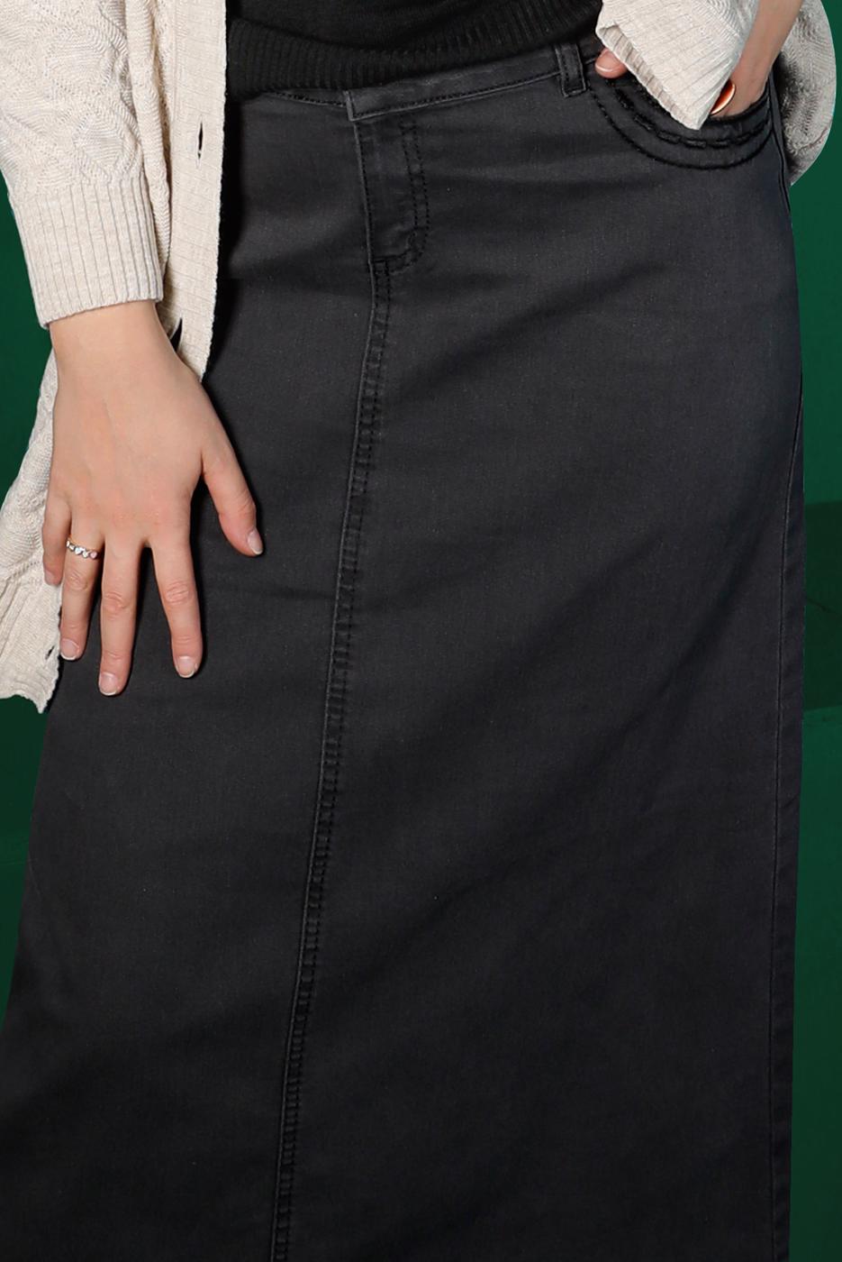 Vêtements hijab GRIS JUPE EN JEAN À BOUTONS 6502