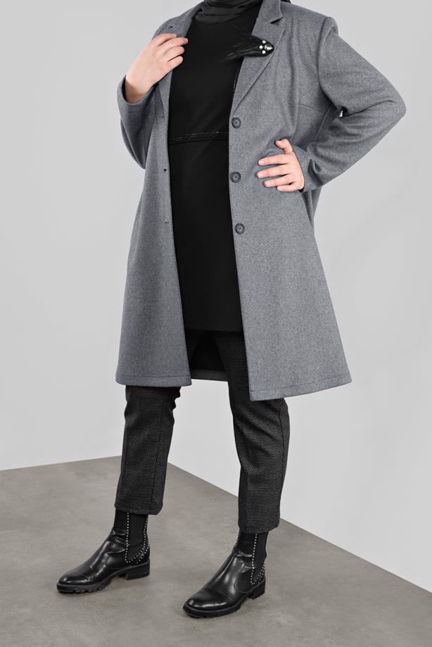 Vêtements hijab NOIR ALVİNA MOTIF À CARREAUX PANTALON TAILLE MI-HAUTE 70147 - TRENDTESETTÜR