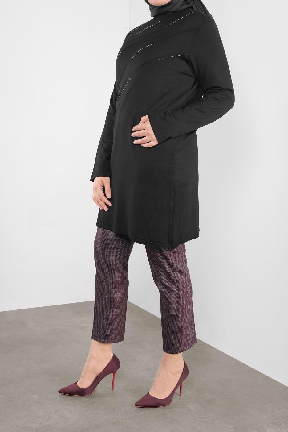 Vêtements hijab PRUNE ALVİNA MOTIF À CARREAUX PANTALON TAILLE MI-HAUTE 70147
