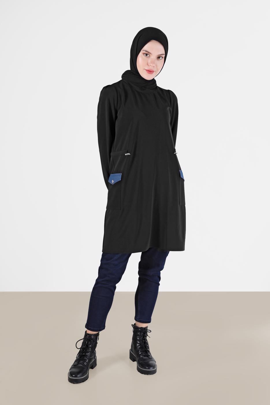 Tesettür giyim MAVİ ALVİNA DAR PAÇA PANTOLON 70283 