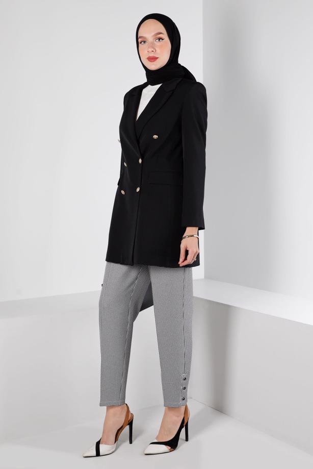 Tesettür giyim  ALVİNA KAZAYAĞI DESENLİ PANTOLON T 70437 - TRENDTESETTÜR