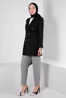 Tesettür giyim SİYAH ALVİNA KAZAYAĞI DESENLİ PANTOLON T 70437