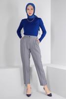 Tesettür giyim LACİVERT ALVİNA KAZAYAĞI DESENLİ PANTOLON T 70437