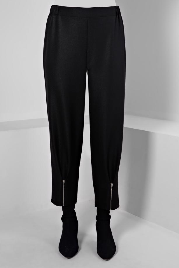 Tesettür giyim SİYAH ALVİNA FERMUAR DETAYLI PANTOLON T 70438 - TRENDTESETTÜR