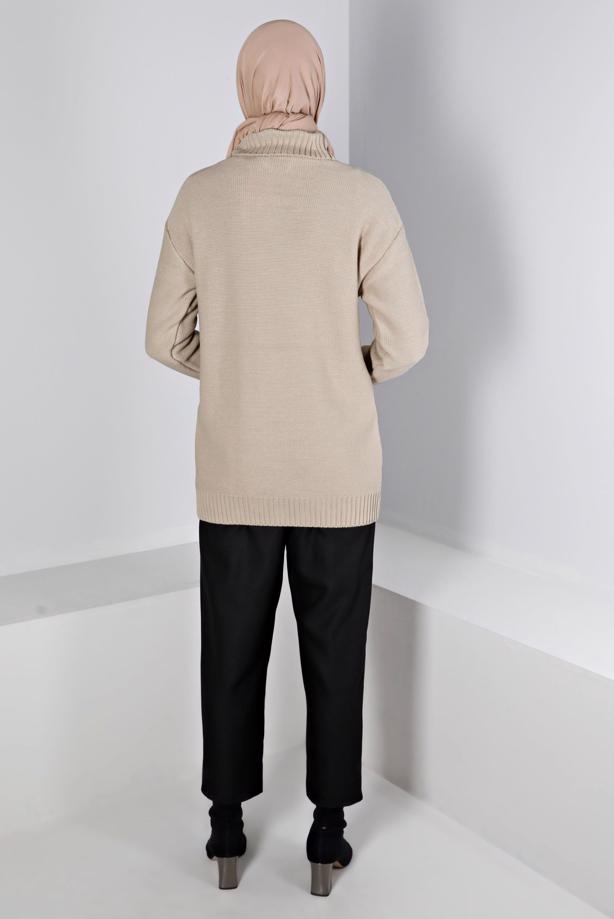 Tesettür giyim SİYAH ALVİNA FERMUAR DETAYLI PANTOLON T 70438 - TRENDTESETTÜR