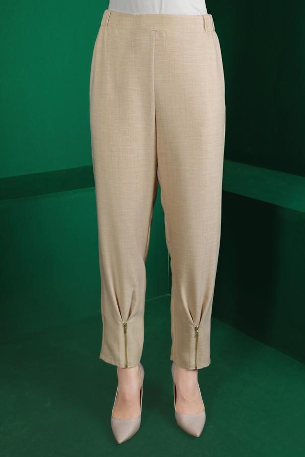Vêtements hijab BEIGE PANTALON ALVINA AVEC DÉTAIL FERMETURE ÉCLAIR T 70438 - TRENDTESETTÜR