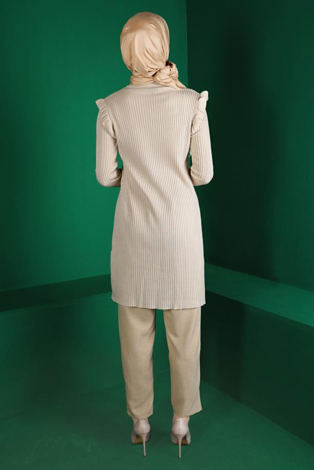 Vêtements hijab BEIGE PANTALON ALVINA AVEC DÉTAIL FERMETURE ÉCLAIR T 70438 - TRENDTESETTÜR