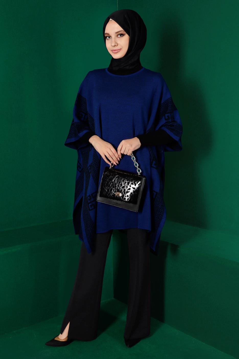 Tesettür giyim SİYAH ALVİNA YIRTMAÇ DETAYLI PANTOLON 70439	