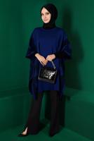 Tesettür giyim SİYAH ALVİNA YIRTMAÇ DETAYLI PANTOLON 70439	