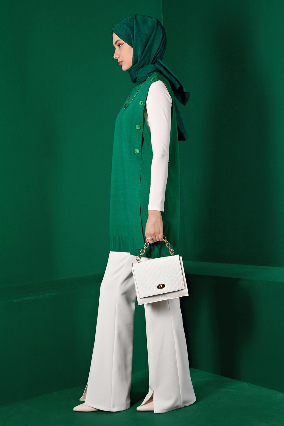 Hijab clothing CREAM ALVİNA SLIT DETAIL TROUSERS 70439