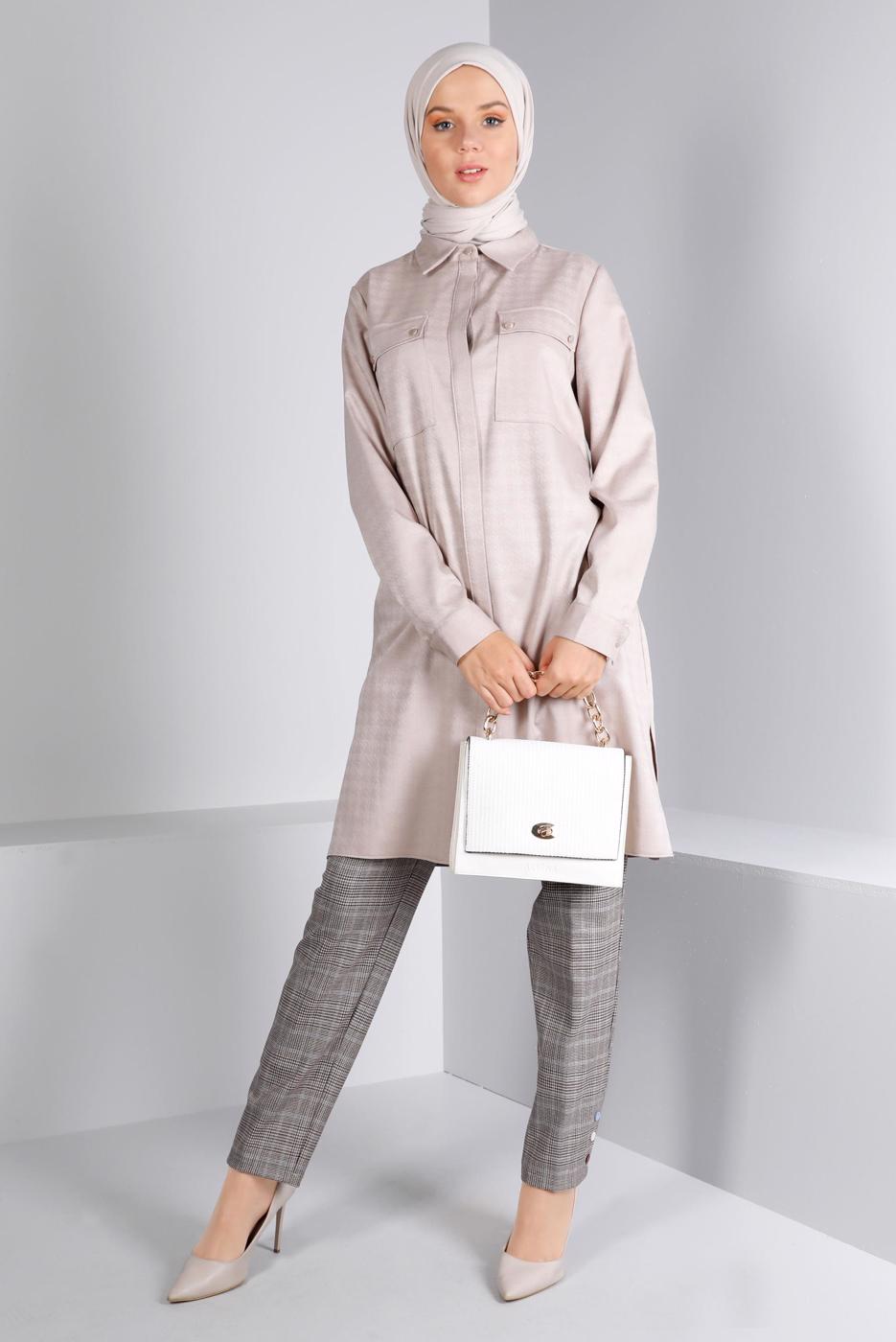 Hijab clothing BLUE ALVINA PLAID PATTERNED TROUSERS T 70467