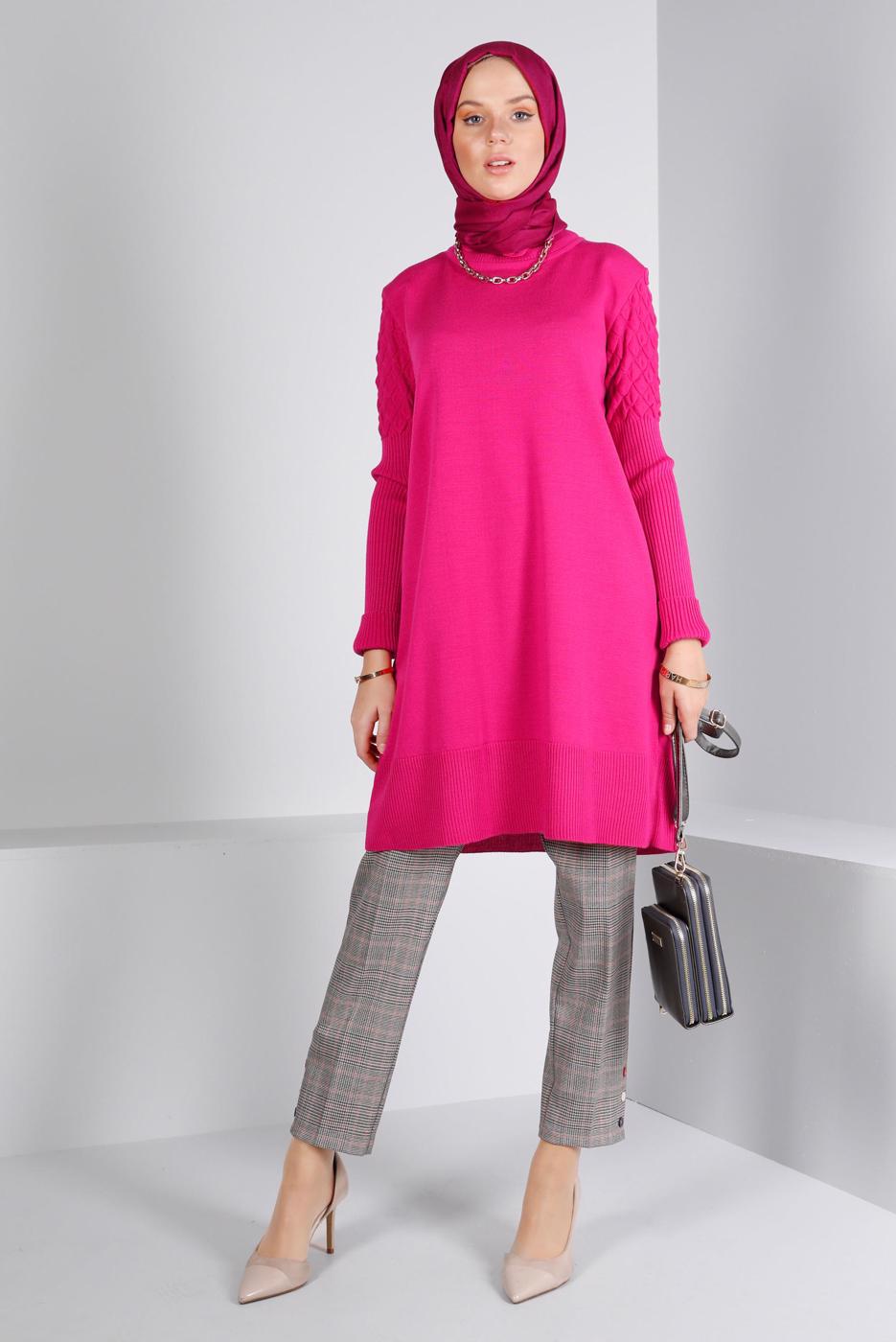 Hijab clothing PINK ALVINA PLAID PATTERNED TROUSERS T 70467