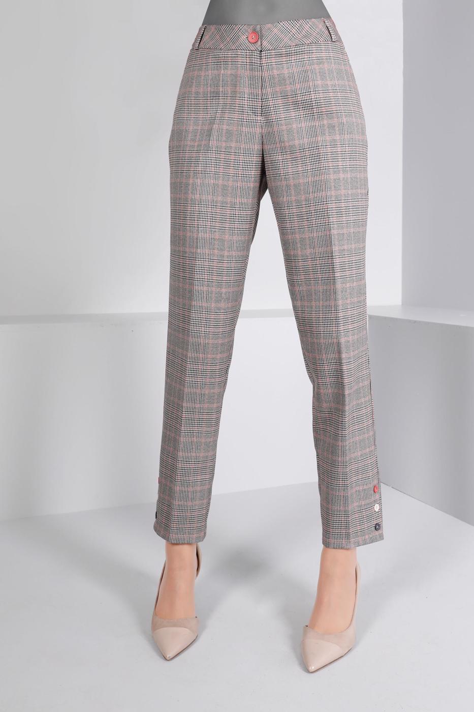 Hijab clothing PINK ALVINA PLAID PATTERNED TROUSERS T 70467