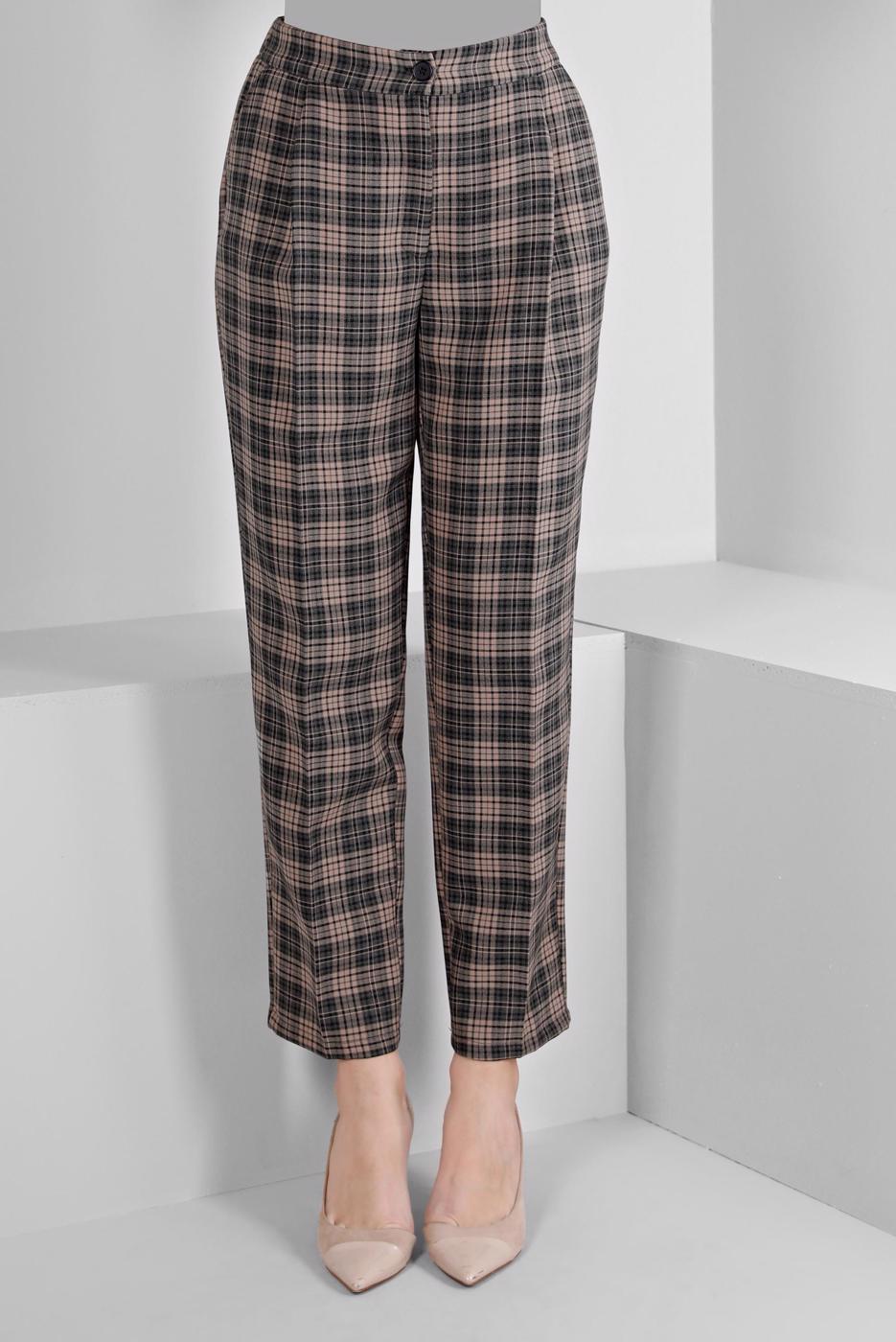 Hijab clothing BROWN ALVINA PLAID PATTERNED TROUSERS T 70476