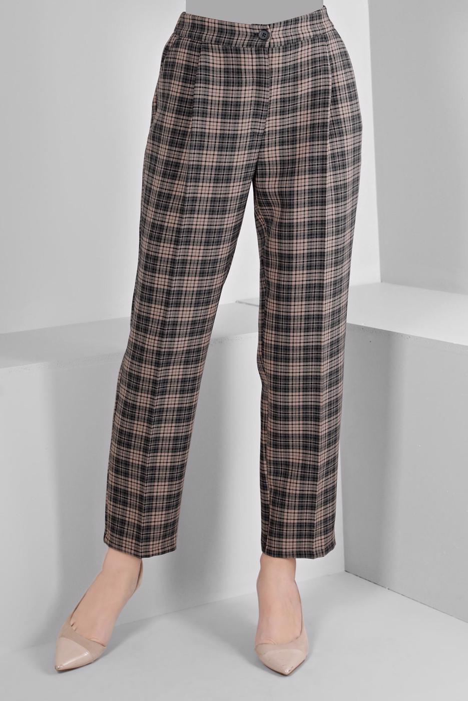 Hijab clothing BROWN ALVINA PLAID PATTERNED TROUSERS T 70476