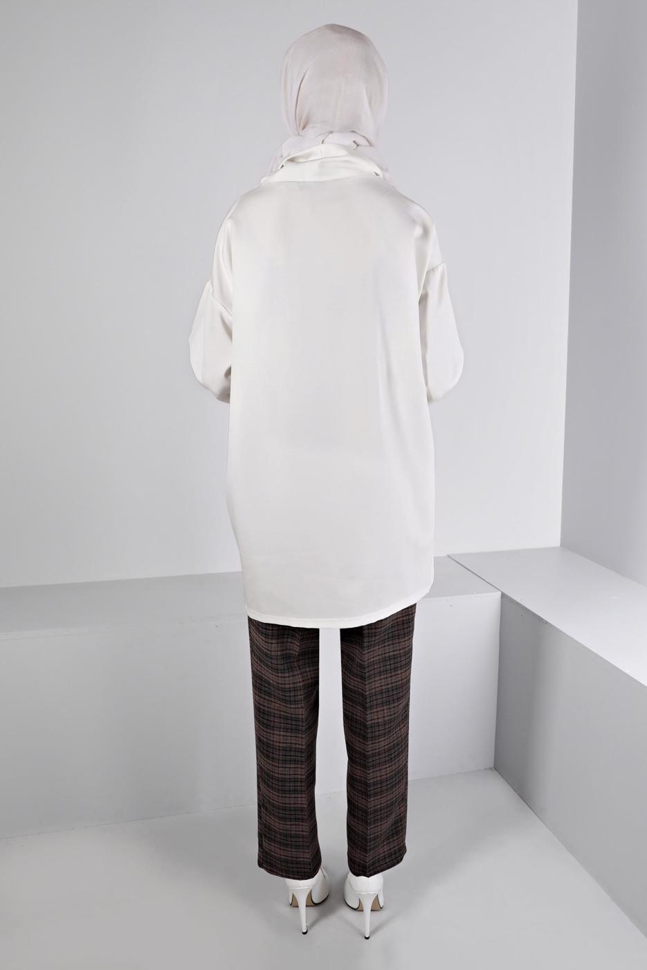 Hijab clothing MINK ALVINA PLAID PATTERNED TROUSERS T 70476