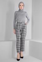 Hijab clothing BLACK ALVINA PLAID PATTERNED TROUSERS T 70476
