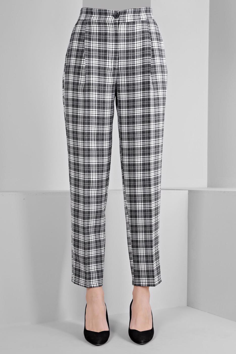 Hijab clothing BLACK ALVINA PLAID PATTERNED TROUSERS T 70476