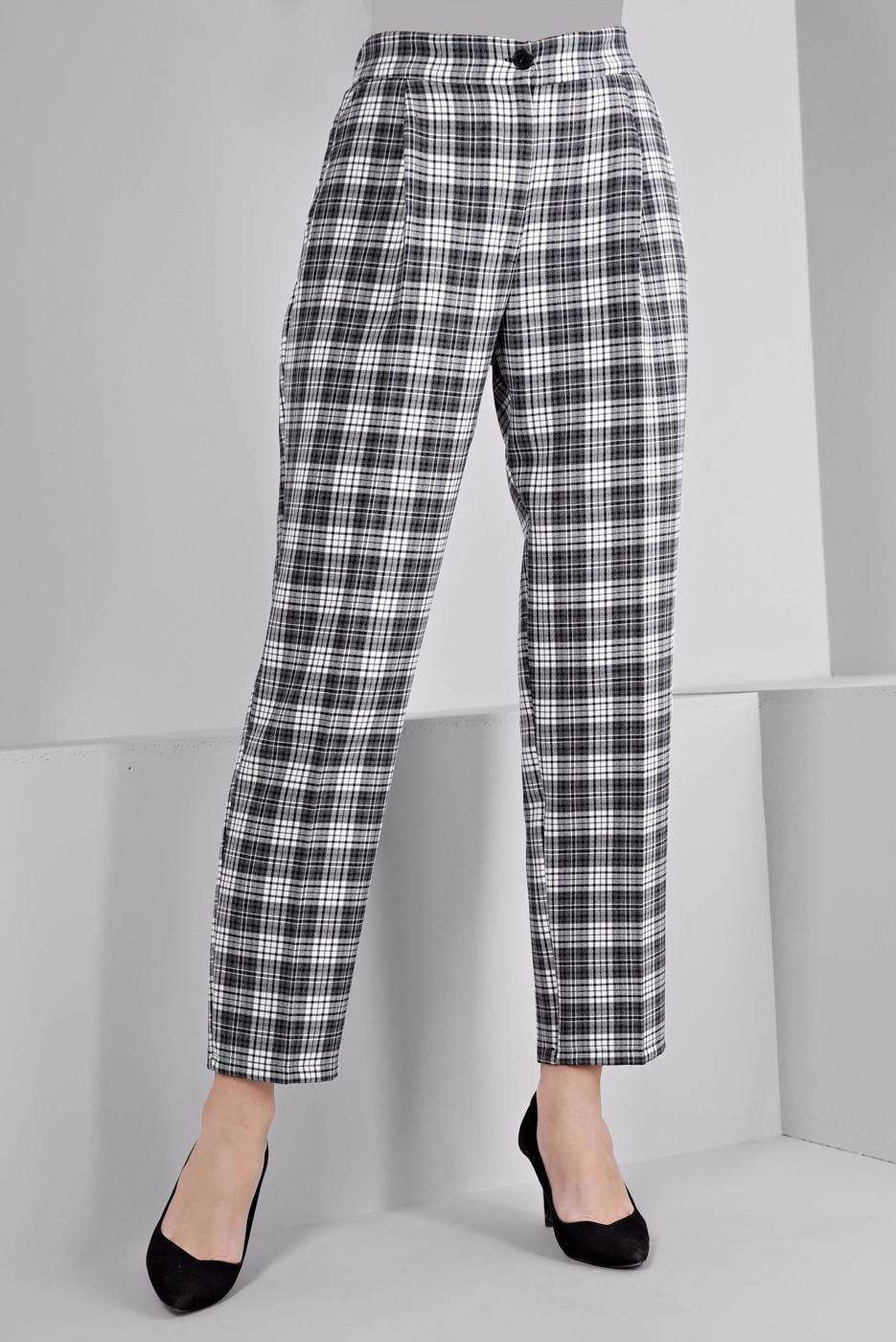 Hijab clothing BLACK ALVINA PLAID PATTERNED TROUSERS T 70476