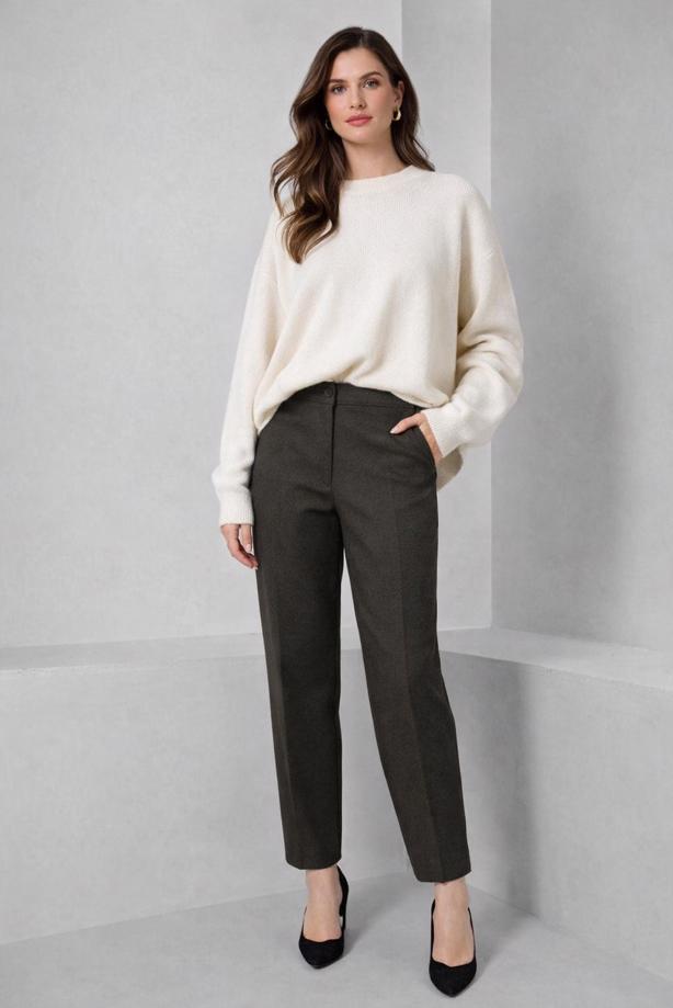 Tesettür giyim HAKİ DÜZ KESİM KLASİK PANTOLON 70478 - TRENDTESETTÜR