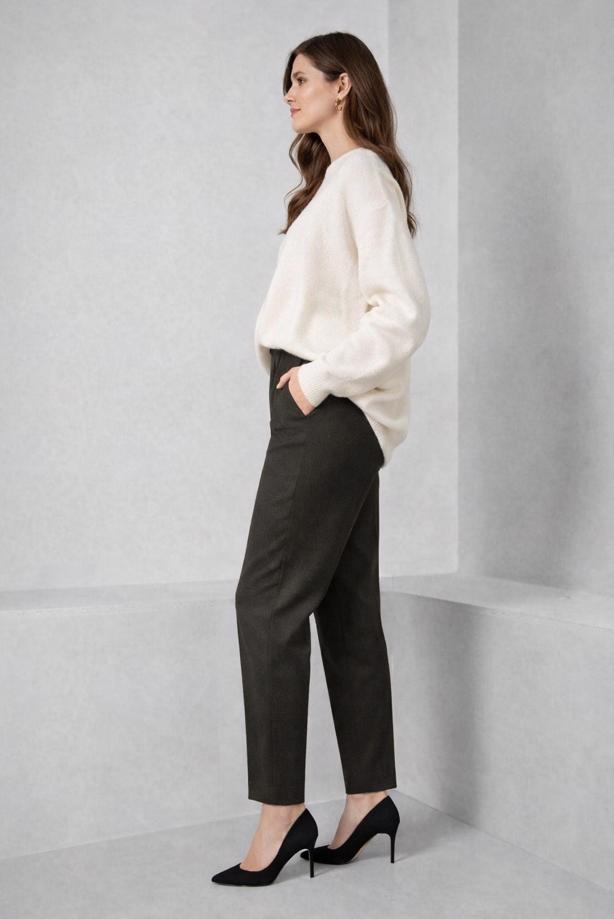 Tesettür giyim HAKİ DÜZ KESİM KLASİK PANTOLON 70478 - TRENDTESETTÜR