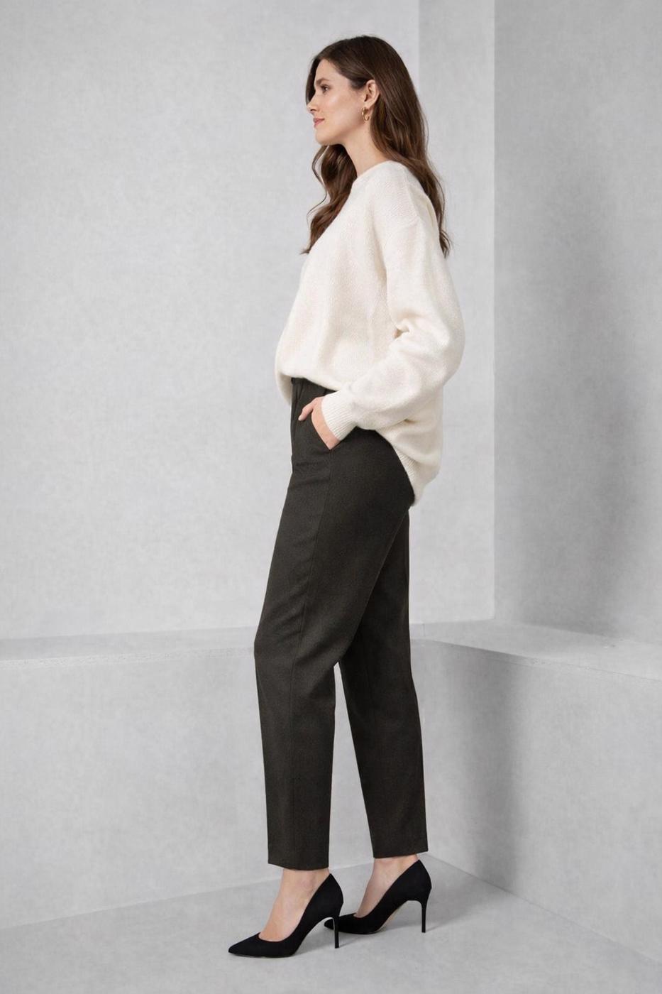 Tesettür giyim HAKİ DÜZ KESİM KLASİK PANTOLON 70478