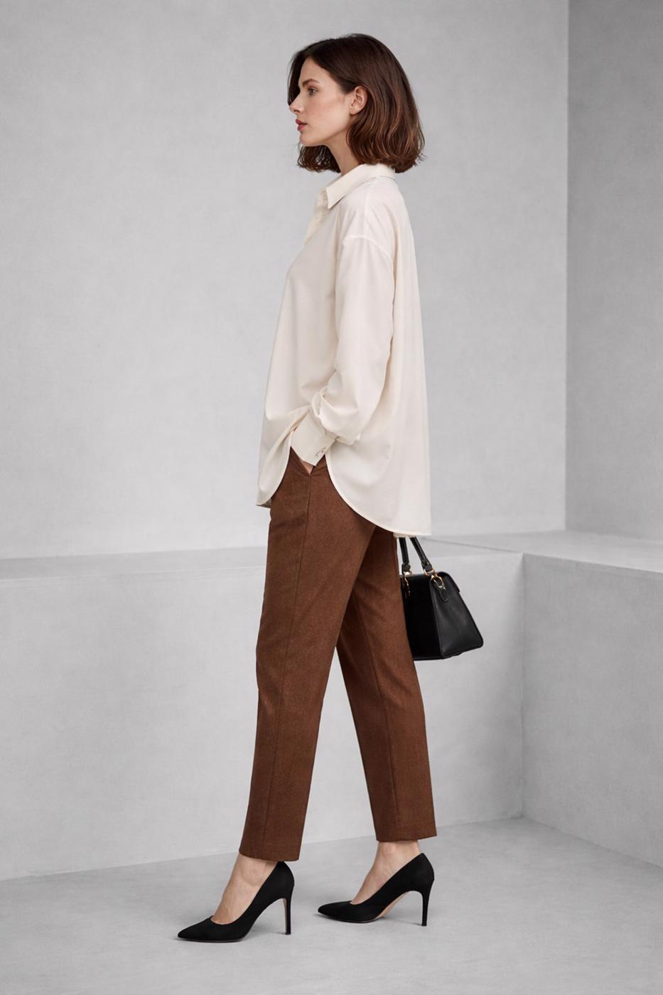 Tesettür giyim KAHVE DÜZ KESİM KLASİK PANTOLON 70478