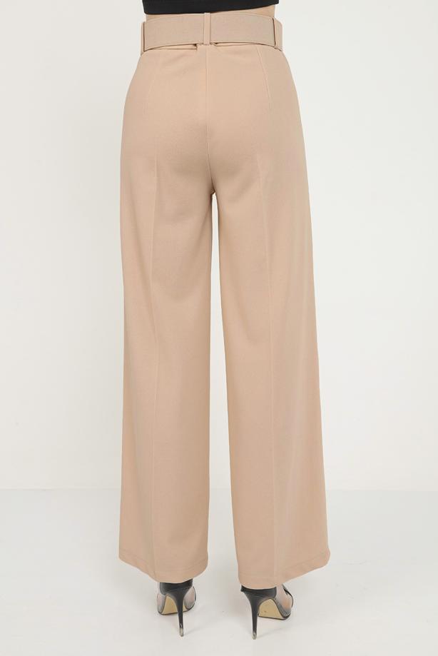 Tesettür giyim  KEMERLİ GENİŞ PAÇA PANTOLON 7988 - TRENDTESETTÜR