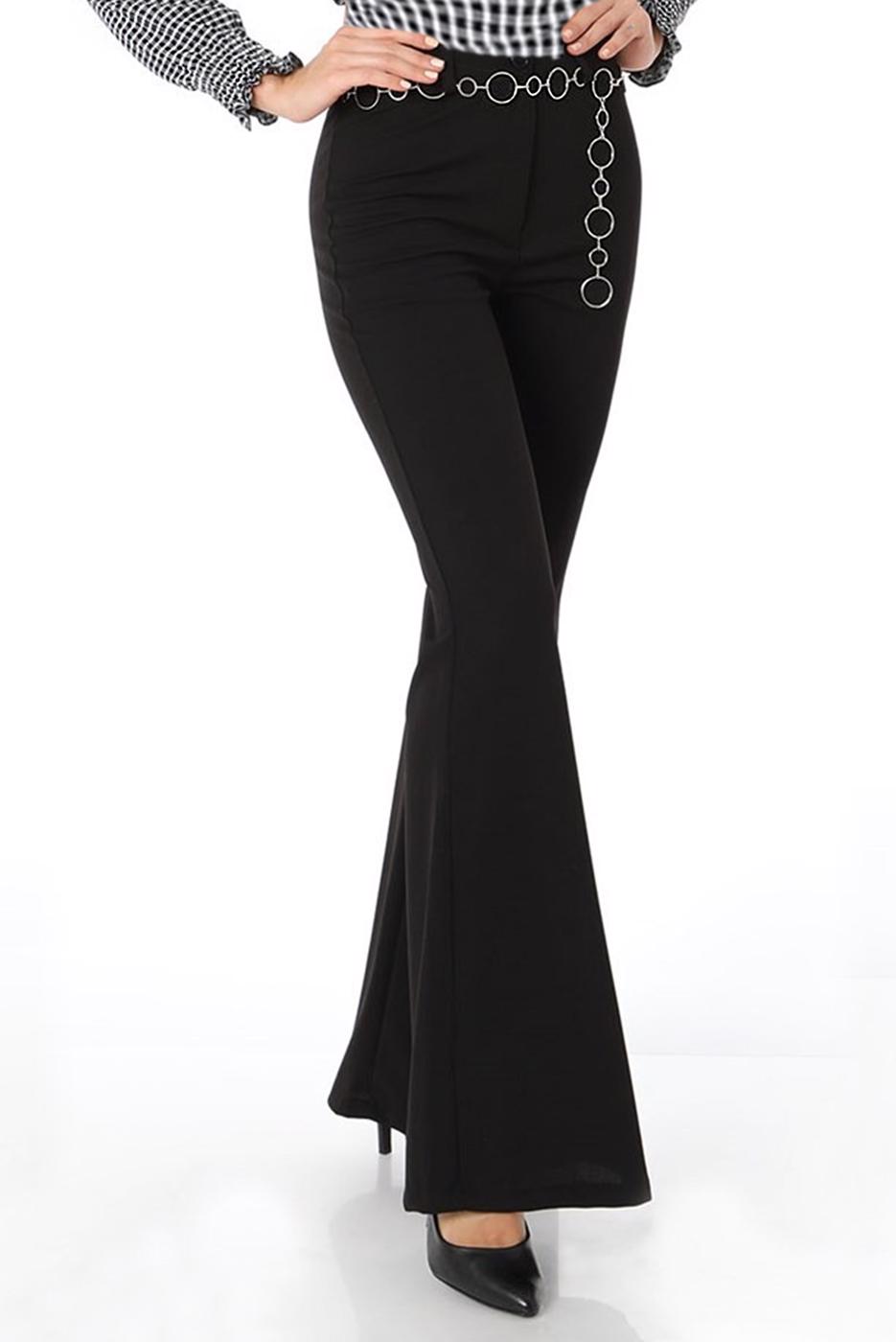 Tesettür giyim SİYAH ZİNCİRLİ İSPANYOL PAÇA PANTOLON 7998