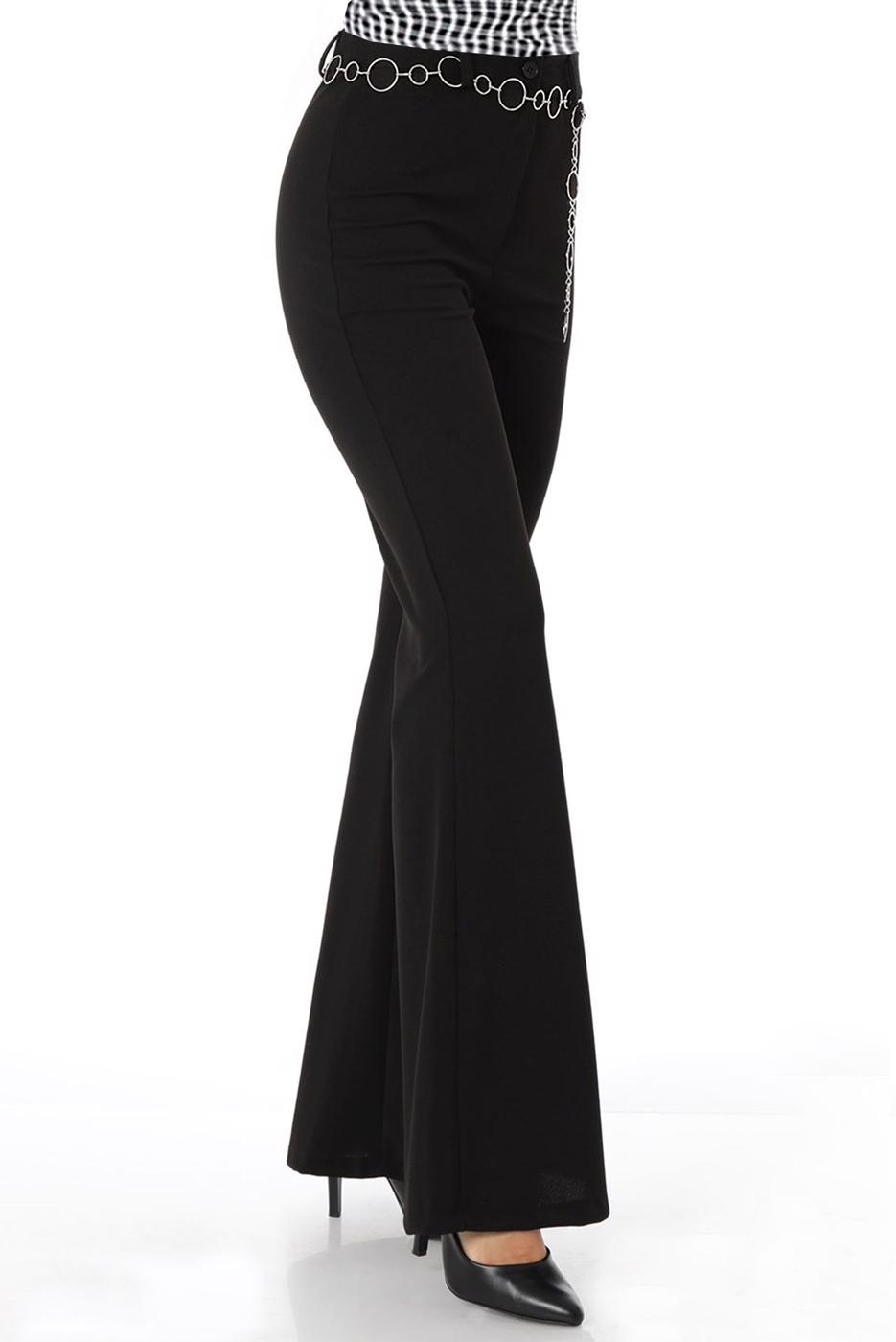 Tesettür giyim SİYAH ZİNCİRLİ İSPANYOL PAÇA PANTOLON 7998
