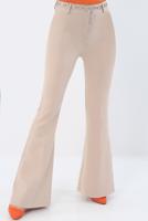 Hijab clothing BEIGE FLARED TROUSERS WITH CHAIN BELT 7998