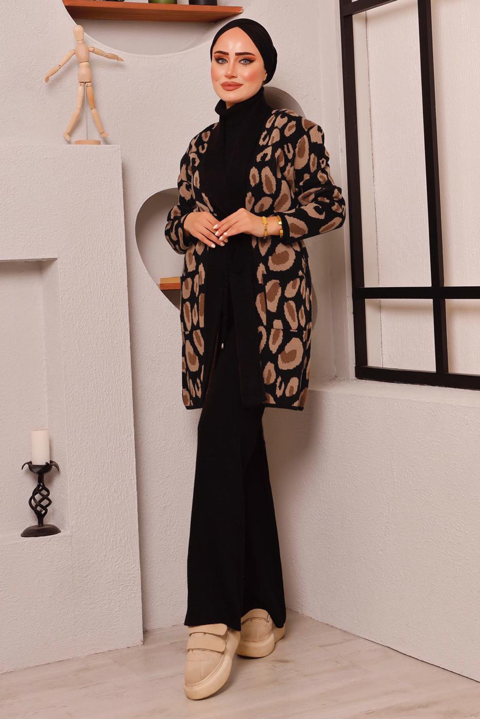 Tesettür giyim SİYAH BELİ LASTİKLİ TRİKO PANTOLON 8083