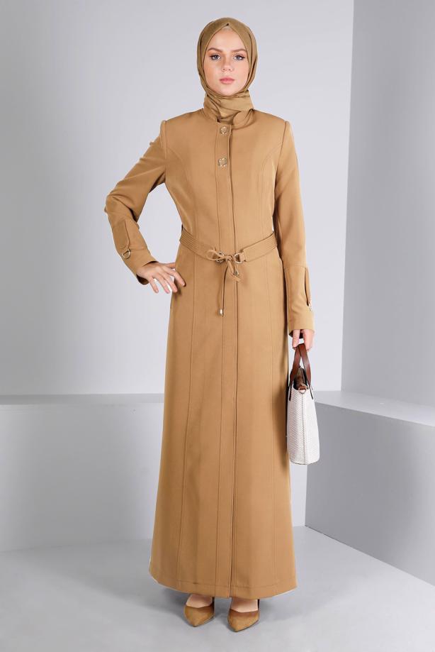 Tesettür giyim KAHVE T 10654 ALVİNA 44102 PARDESU 38/46 TEK40 - TRENDTESETTÜR