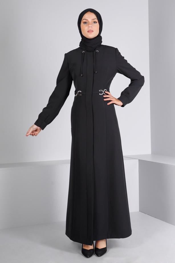 Tesettür giyim SİYAH T 10661 ALVİNA 44102 PARDESÜ 38/46 TEK42 - TRENDTESETTÜR