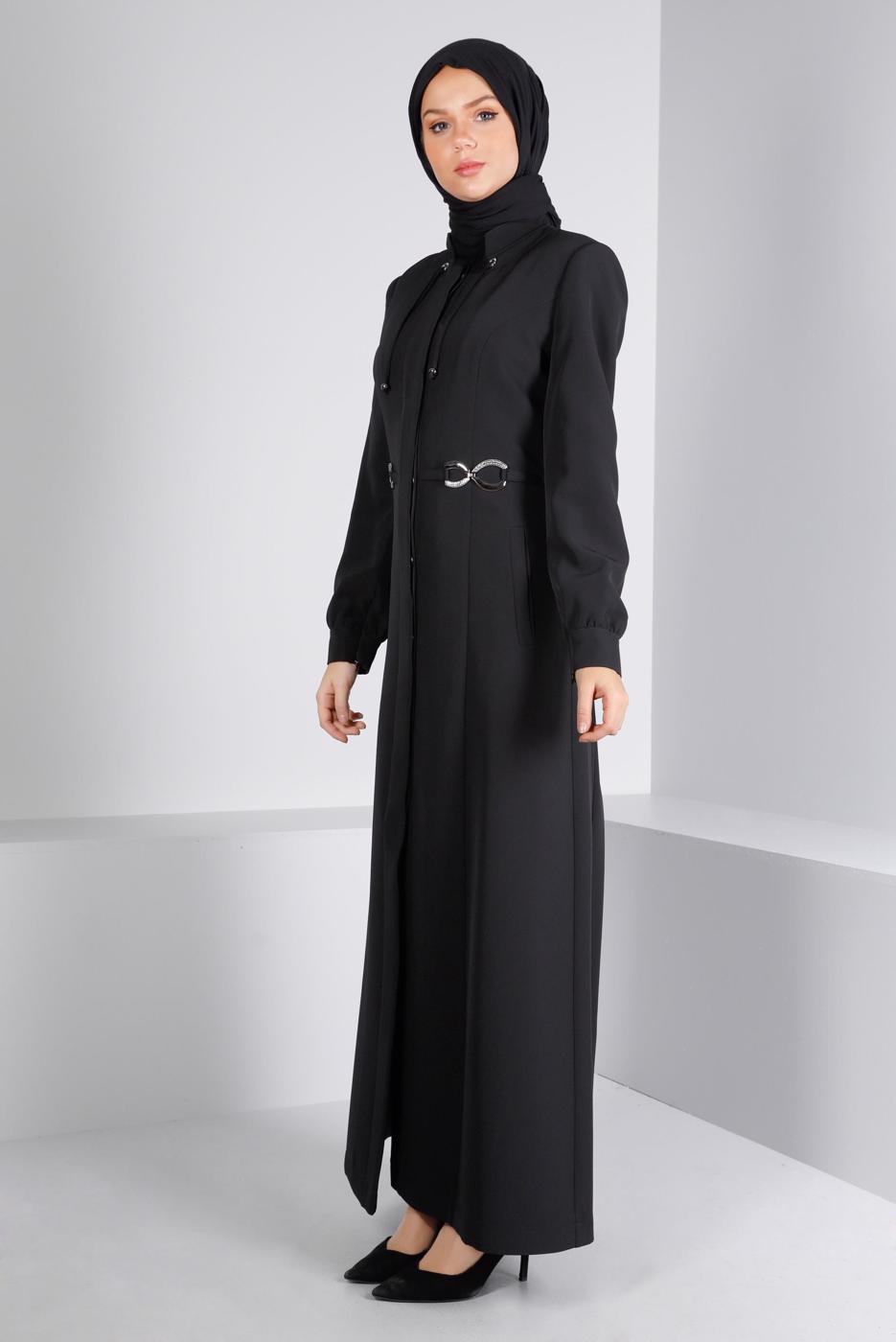 Tesettür giyim SİYAH T 10661 ALVİNA 44102 PARDESÜ 38/46 TEK42