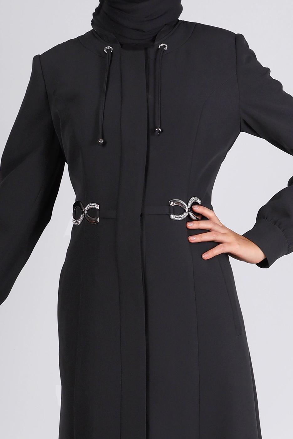 Tesettür giyim SİYAH T 10661 ALVİNA 44102 PARDESÜ 38/46 TEK42