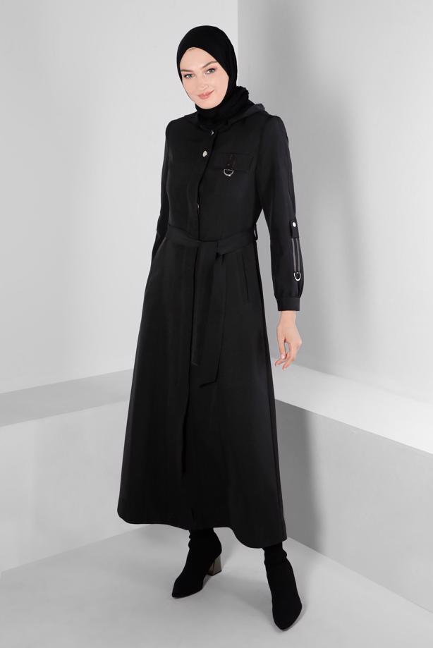 Tesettür giyim SİYAH T 10664 ALVİNA 44102 PARDESÜ 38/46 TEK42 - TRENDTESETTÜR