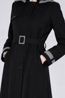 Tesettür giyim SİYAH ALVİNA KEMERLİ PARDESÜ T 10673